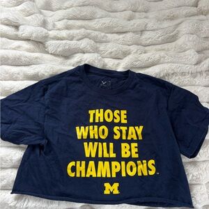 UofM Navy Blue Graphic Crop Top